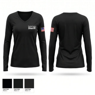 Womens Long Sleeve Vneck Shirt, Fleming County Sheriff, Police, Teamtime, Team time, sublimation, custom sports apparel, team uniforms, spirit wear, spiritwear, sports uniforms, custom shirts, team store, custom team store, fundraiser sports, apparel fundraiser