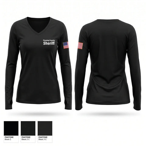 Womens Long Sleeve Vneck Shirt, Fleming County Sheriff, Police, Teamtime, Team time, sublimation, custom sports apparel, team uniforms, spirit wear, spiritwear, sports uniforms, custom shirts, team store, custom team store, fundraiser sports, apparel fundraiser