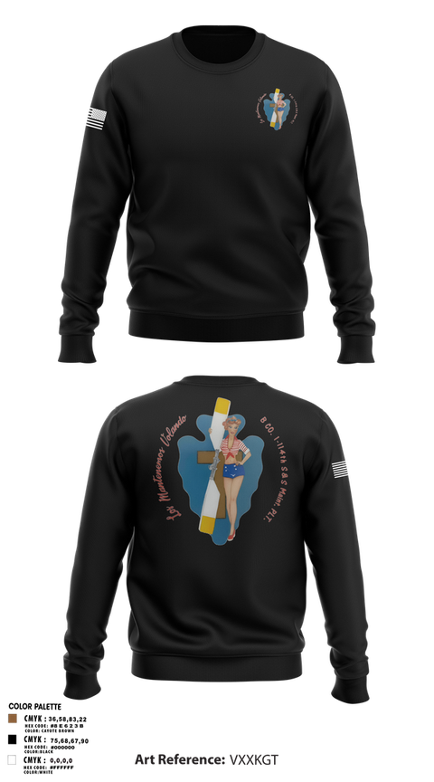 Crew Neck Sweatshirt, B Co. 1/114th polo, Army, Teamtime, Team time, sublimation, custom sports apparel, team uniforms, spirit wear, spiritwear, sports uniforms, custom shirts, team store, custom team store, fundraiser sports, apparel fundraiser