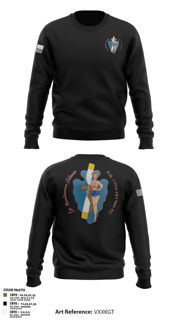 Crew Neck Sweatshirt, B Co. 1/114th polo, Army, Teamtime, Team time, sublimation, custom sports apparel, team uniforms, spirit wear, spiritwear, sports uniforms, custom shirts, team store, custom team store, fundraiser sports, apparel fundraiser