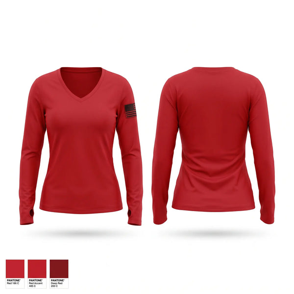 Womens Long Sleeve Vneck Shirt, 124 ATKS, Air Force, Teamtime, Team time, sublimation, custom sports apparel, team uniforms, spirit wear, spiritwear, sports uniforms, custom shirts, team store, custom team store, fundraiser sports, apparel fundraiser