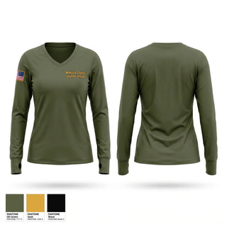 Womens Long Sleeve Vneck Shirt, Wakulla County Sheriff’s Office, Police, Teamtime, Team time, sublimation, custom sports apparel, team uniforms, spirit wear, spiritwear, sports uniforms, custom shirts, team store, custom team store, fundraiser sports, apparel fundraiser