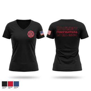 Womens Short Sleeve Vneck Shirt, Hooksett Firefighters Union, Fire Department, Teamtime, Team time, sublimation, custom sports apparel, team uniforms, spirit wear, spiritwear, sports uniforms, custom shirts, team store, custom team store, fundraiser sports, apparel fundraiser