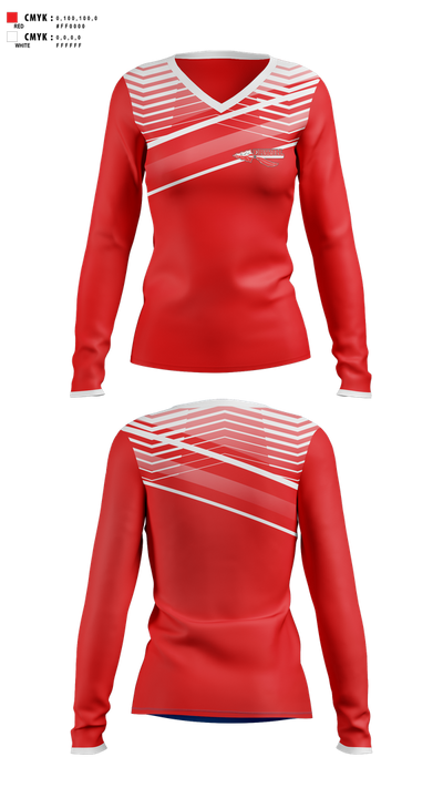 Erwin Warrior Golf 24316169 Women's Long Sleeve V-neck Shirt - 100