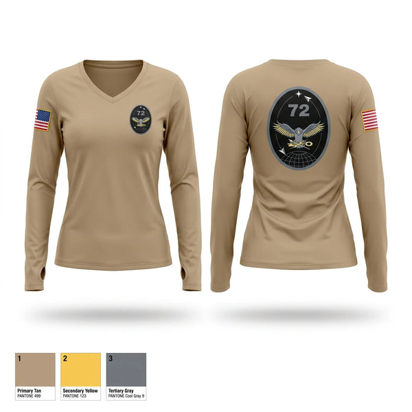 Womens Long Sleeve Vneck Shirt, 72 ISRS, Space Force, Teamtime, Team time, sublimation, custom sports apparel, team uniforms, spirit wear, spiritwear, sports uniforms, custom shirts, team store, custom team store, fundraiser sports, apparel fundraiser