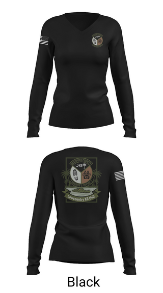 Womens Long Sleeve Vneck Shirt, Lowcountry K-9 Unit, Police, Teamtime, Team time, sublimation, custom sports apparel, team uniforms, spirit wear, spiritwear, sports uniforms, custom shirts, team store, custom team store, fundraiser sports, apparel fundraiser