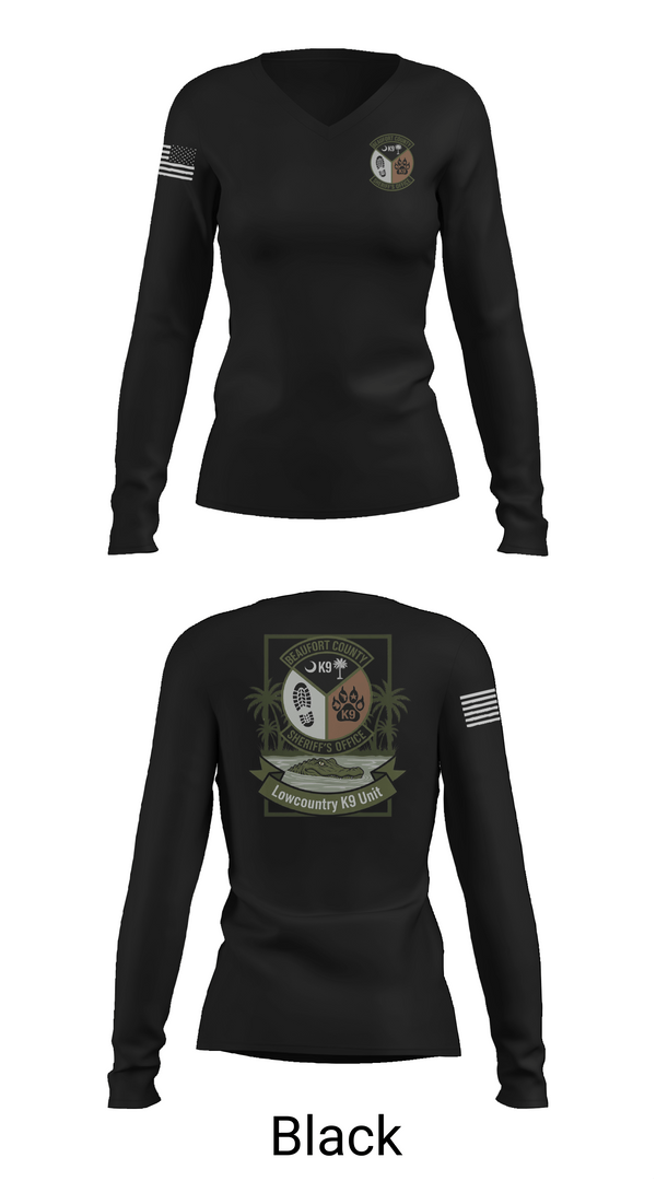 Womens Long Sleeve Vneck Shirt, Lowcountry K-9 Unit, Police, Teamtime, Team time, sublimation, custom sports apparel, team uniforms, spirit wear, spiritwear, sports uniforms, custom shirts, team store, custom team store, fundraiser sports, apparel fundraiser