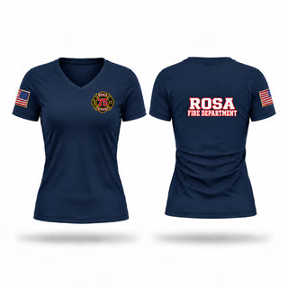 Womens Short Sleeve Vneck Shirt, Rosa Fire Department, Fire Department, Teamtime, Team time, sublimation, custom sports apparel, team uniforms, spirit wear, spiritwear, sports uniforms, custom shirts, team store, custom team store, fundraiser sports, apparel fundraiser