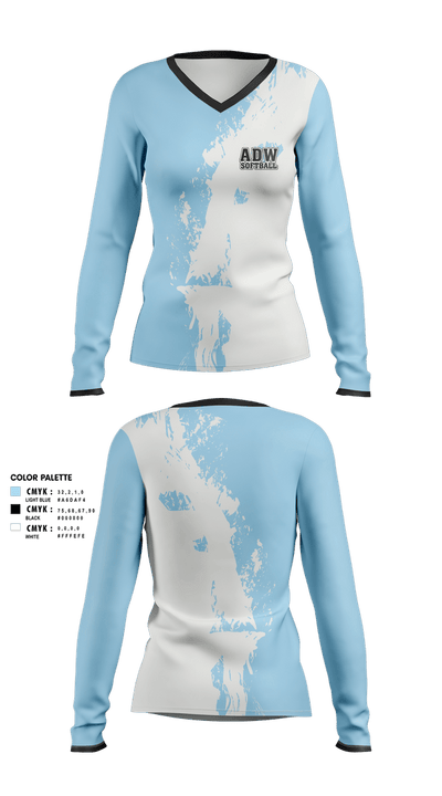 ADW 21243144 Women's Long Sleeve V-neck Shirt - 1