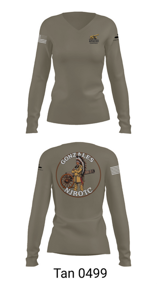 Womens Long Sleeve Vneck Shirt, NJROTC Apache Company, , Teamtime, Team time, sublimation, custom sports apparel, team uniforms, spirit wear, spiritwear, sports uniforms, custom shirts, team store, custom team store, fundraiser sports, apparel fundraiser
