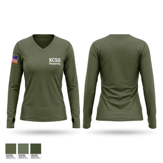 Womens Long Sleeve Vneck Shirt, KCSO Reserves, Police, Teamtime, Team time, sublimation, custom sports apparel, team uniforms, spirit wear, spiritwear, sports uniforms, custom shirts, team store, custom team store, fundraiser sports, apparel fundraiser
