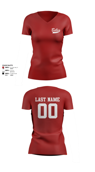 Womens Short Sleeve Vneck Shirt, Bluegrass Lightning Belles, Softball, Teamtime, Team time, sublimation, custom sports apparel, team uniforms, spirit wear, spiritwear, sports uniforms, custom shirts, team store, custom team store, fundraiser sports, apparel fundraiser