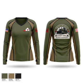 Womens Long Sleeve Vneck Shirt, 1033rd Engineer Support Company, National Guard, Teamtime, Team time, sublimation, custom sports apparel, team uniforms, spirit wear, spiritwear, sports uniforms, custom shirts, team store, custom team store, fundraiser sports, apparel fundraiser