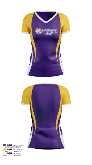Womens Short Sleeve Vneck Shirt, Hattiesburg High School Tigers, , Teamtime, Team time, sublimation, custom sports apparel, team uniforms, spirit wear, spiritwear, sports uniforms, custom shirts, team store, custom team store, fundraiser sports, apparel fundraiser