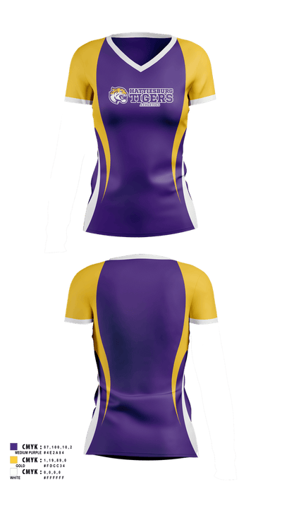 Hattiesburg High School Tigers 18328459 Women's Short Sleeve V-neck Shirt - 1