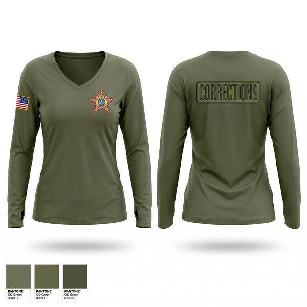 Womens Long Sleeve Vneck Shirt, Corrections, Police, Teamtime, Team time, sublimation, custom sports apparel, team uniforms, spirit wear, spiritwear, sports uniforms, custom shirts, team store, custom team store, fundraiser sports, apparel fundraiser