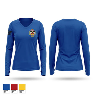 Womens Long Sleeve Vneck Shirt, Grand Isle Volunteer Fire Department, Fire Department, Teamtime, Team time, sublimation, custom sports apparel, team uniforms, spirit wear, spiritwear, sports uniforms, custom shirts, team store, custom team store, fundraiser sports, apparel fundraiser