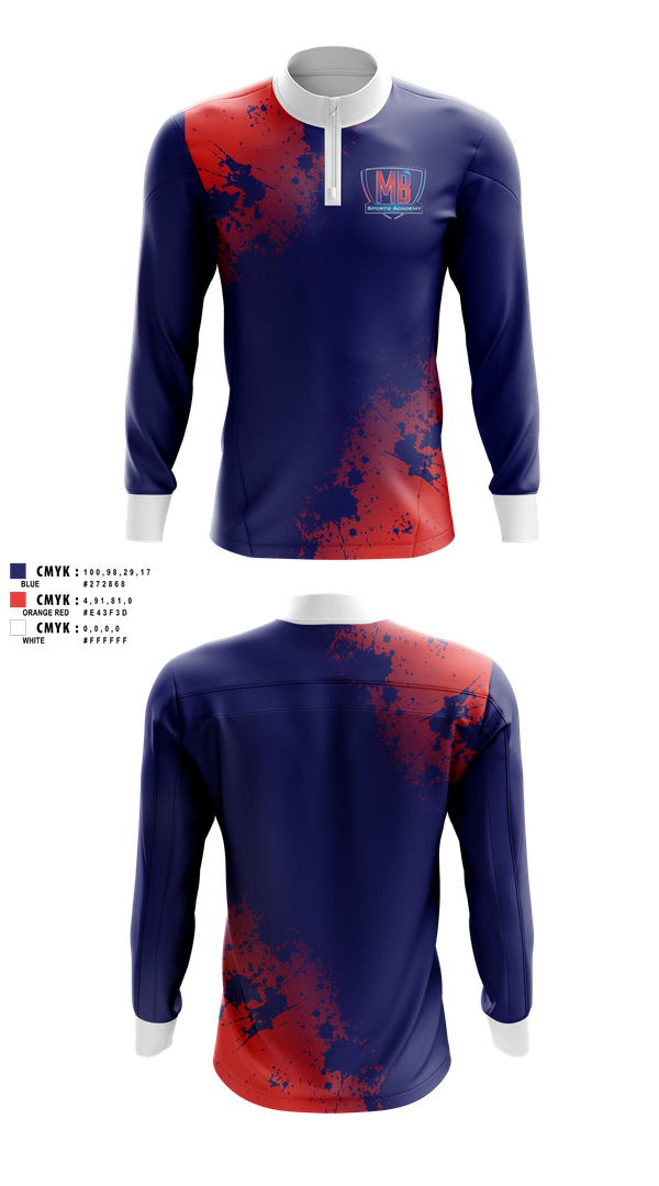 Quarter Zip Jacket, MB Sports Academy, Golf, Teamtime, Team time, sublimation, custom sports apparel, team uniforms, spirit wear, spiritwear, sports uniforms, custom shirts, team store, custom team store, fundraiser sports, apparel fundraiser