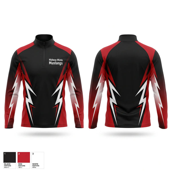 Quarter Zip Jacket, Midway Minto Mustangs, Baseball, Teamtime, Team time, sublimation, custom sports apparel, team uniforms, spirit wear, spiritwear, sports uniforms, custom shirts, team store, custom team store, fundraiser sports, apparel fundraiser