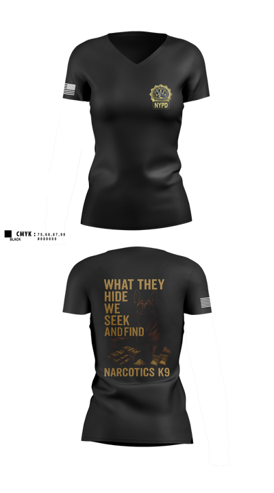 Narcotics K9 63808896 Women's Short Sleeve V-neck Shirt - 2