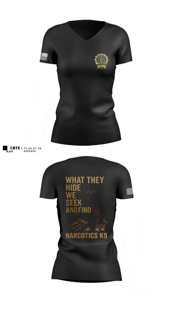 Womens Short Sleeve Vneck Shirt, Narcotics K9, , Teamtime, Team time, sublimation, custom sports apparel, team uniforms, spirit wear, spiritwear, sports uniforms, custom shirts, team store, custom team store, fundraiser sports, apparel fundraiser
