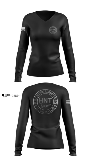 Womens Long Sleeve Vneck Shirt, FCSO HNT, Police, Teamtime, Team time, sublimation, custom sports apparel, team uniforms, spirit wear, spiritwear, sports uniforms, custom shirts, team store, custom team store, fundraiser sports, apparel fundraiser