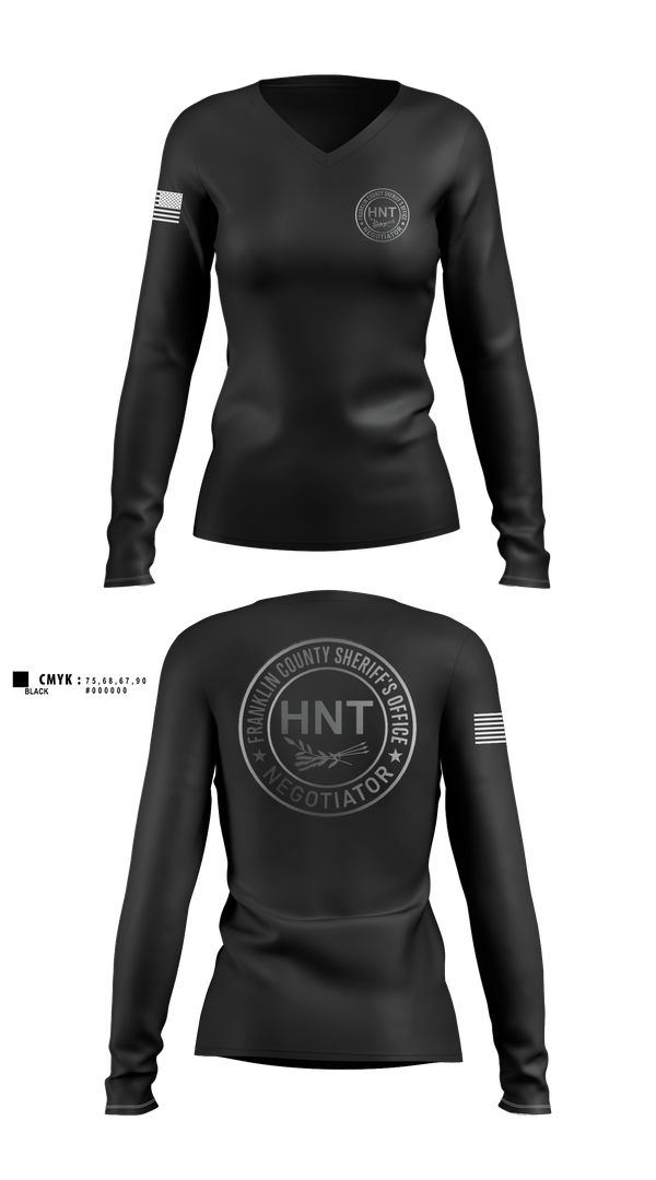 Womens Long Sleeve Vneck Shirt, FCSO HNT, Police, Teamtime, Team time, sublimation, custom sports apparel, team uniforms, spirit wear, spiritwear, sports uniforms, custom shirts, team store, custom team store, fundraiser sports, apparel fundraiser