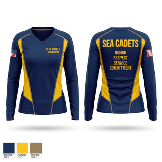 Womens Long Sleeve Vneck Shirt, Blue Angles Squadron, Navy, Teamtime, Team time, sublimation, custom sports apparel, team uniforms, spirit wear, spiritwear, sports uniforms, custom shirts, team store, custom team store, fundraiser sports, apparel fundraiser
