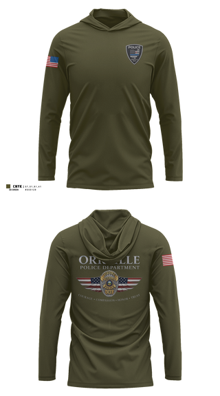 Long Sleeve Hooded Sun Shirt, Orrville Police Department, Police, Teamtime, Team time, sublimation, custom sports apparel, team uniforms, spirit wear, spiritwear, sports uniforms, custom shirts, team store, custom team store, fundraiser sports, apparel fundraiser