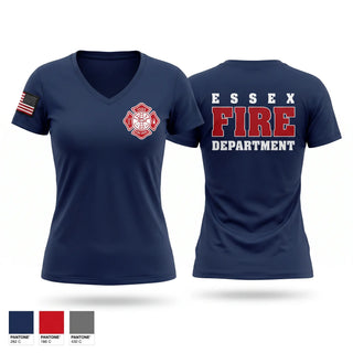 Womens Short Sleeve Vneck Shirt, Essex Fire Department, Fire Department, Teamtime, Team time, sublimation, custom sports apparel, team uniforms, spirit wear, spiritwear, sports uniforms, custom shirts, team store, custom team store, fundraiser sports, apparel fundraiser