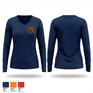Womens Long Sleeve Vneck Shirt, SO-CAL WILDFIRE RESPONSE, Fire Department, Teamtime, Team time, sublimation, custom sports apparel, team uniforms, spirit wear, spiritwear, sports uniforms, custom shirts, team store, custom team store, fundraiser sports, apparel fundraiser