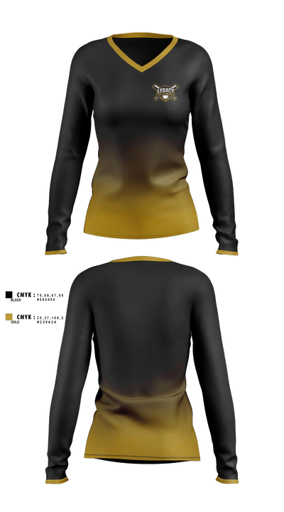 Legacy Baseball Club 24349647 Women's Long Sleeve V-neck Shirt - 2