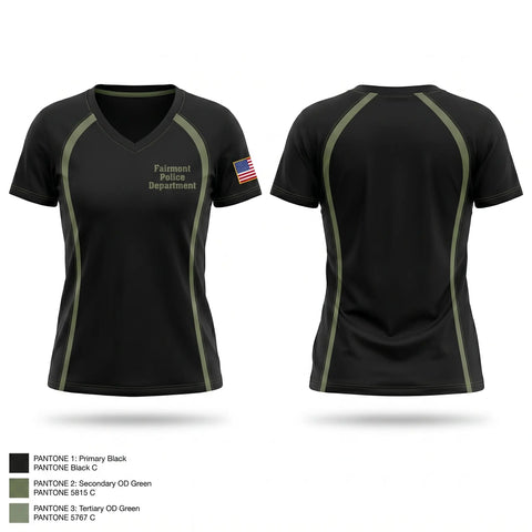 Womens Short Sleeve Vneck Shirt, Fairmont Police Department, Police, Teamtime, Team time, sublimation, custom sports apparel, team uniforms, spirit wear, spiritwear, sports uniforms, custom shirts, team store, custom team store, fundraiser sports, apparel fundraiser