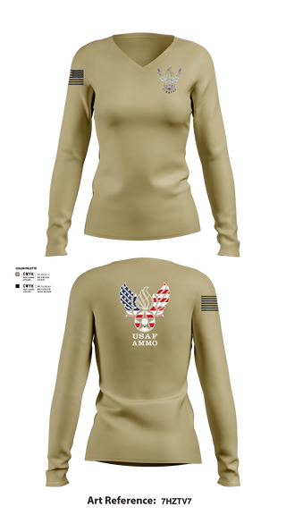 Women's Long Sleeve Vneck Shirt, 7th Munitions Sq, Air Force, Teamtime, Team time, sublimation, custom sports apparel, team uniforms, spirit wear, spiritwear, sports uniforms, custom shirts, team store, custom team store, fundraiser sports, apparel fundraiser