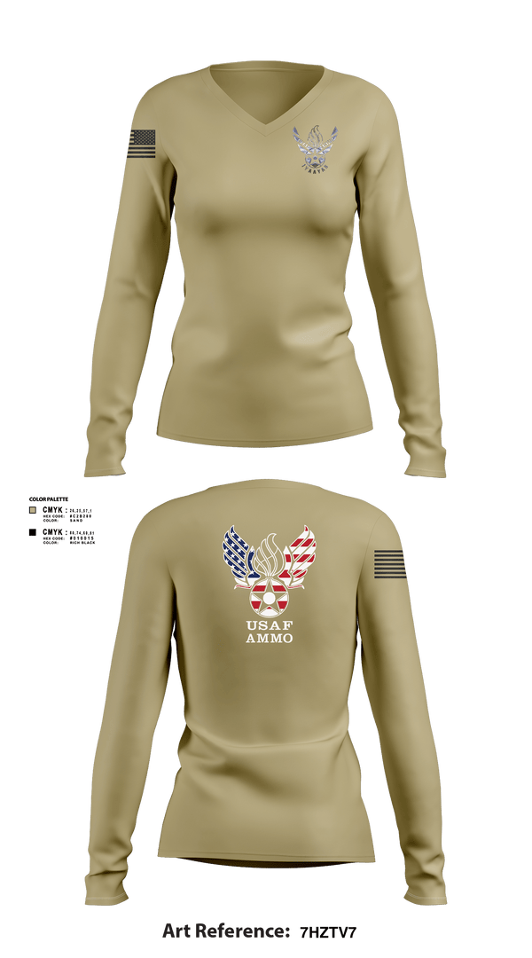 Women's Long Sleeve Vneck Shirt, 7th Munitions Sq, Air Force, Teamtime, Team time, sublimation, custom sports apparel, team uniforms, spirit wear, spiritwear, sports uniforms, custom shirts, team store, custom team store, fundraiser sports, apparel fundraiser