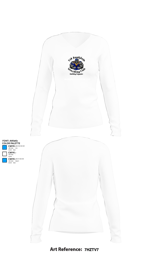 Womens Long Sleeve Vneck Shirt, 518 Annihilate Wrestling Club, Wrestling, Teamtime, Team time, sublimation, custom sports apparel, team uniforms, spirit wear, spiritwear, sports uniforms, custom shirts, team store, custom team store, fundraiser sports, apparel fundraiser