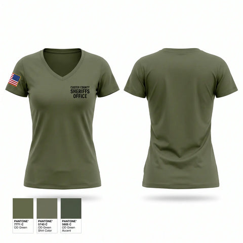 Womens Short Sleeve Vneck Shirt, CUSTER COUNTY SHERIFF'S OFFICE, Police, Teamtime, Team time, sublimation, custom sports apparel, team uniforms, spirit wear, spiritwear, sports uniforms, custom shirts, team store, custom team store, fundraiser sports, apparel fundraiser
