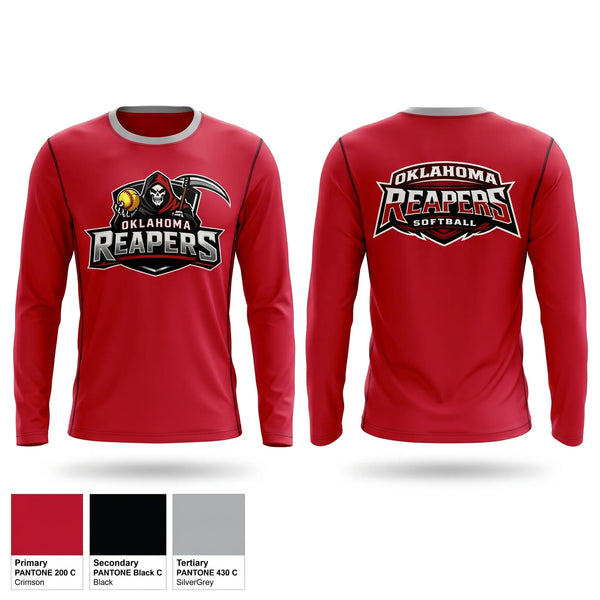 Long Sleeve Performance Shirt, Oklahoma Reapers, Softball, Teamtime, Team time, sublimation, custom sports apparel, team uniforms, spirit wear, spiritwear, sports uniforms, custom shirts, team store, custom team store, fundraiser sports, apparel fundraiser