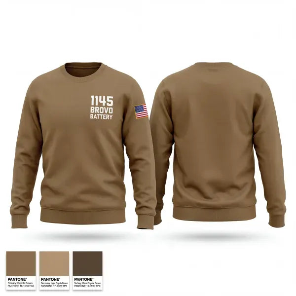 Crew Neck Sweatshirt, 1-145 brovo battery, Army, Teamtime, Team time, sublimation, custom sports apparel, team uniforms, spirit wear, spiritwear, sports uniforms, custom shirts, team store, custom team store, fundraiser sports, apparel fundraiser