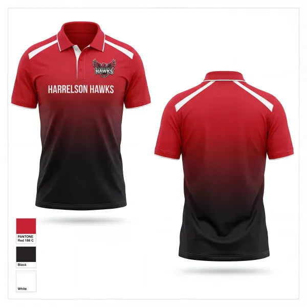 Short Sleeve Performance Polo, Harrelson Hawks, Men's Basketball, Teamtime, Team time, sublimation, custom sports apparel, team uniforms, spirit wear, spiritwear, sports uniforms, custom shirts, team store, custom team store, fundraiser sports, apparel fundraiser
