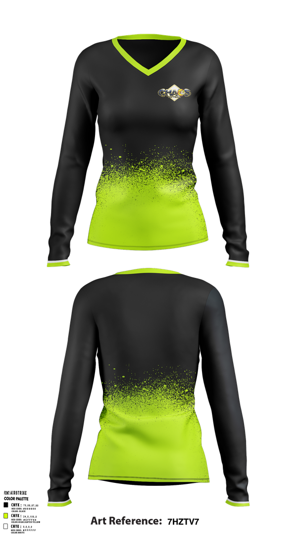 Womens Long Sleeve Vneck Shirt, Chaos, Softball, Teamtime, Team time, sublimation, custom sports apparel, team uniforms, spirit wear, spiritwear, sports uniforms, custom shirts, team store, custom team store, fundraiser sports, apparel fundraiser