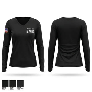 Womens Long Sleeve Vneck Shirt, Atlantic City EMS, EMS/EMT, Teamtime, Team time, sublimation, custom sports apparel, team uniforms, spirit wear, spiritwear, sports uniforms, custom shirts, team store, custom team store, fundraiser sports, apparel fundraiser