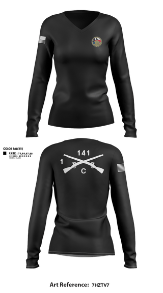 Womens Long Sleeve Vneck Shirt, C Co 1-141 IN, Army, Teamtime, Team time, sublimation, custom sports apparel, team uniforms, spirit wear, spiritwear, sports uniforms, custom shirts, team store, custom team store, fundraiser sports, apparel fundraiser