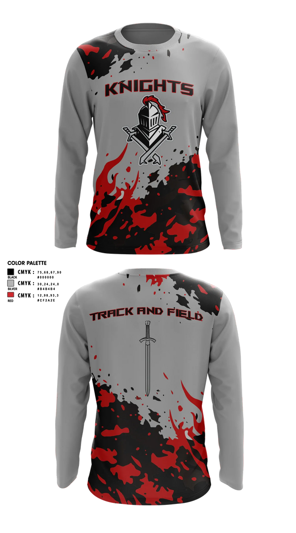 Long Sleeve Rash Guard Shirt, Knights Track Club, Track & Field, Teamtime, Team time, sublimation, custom sports apparel, team uniforms, spirit wear, spiritwear, sports uniforms, custom shirts, team store, custom team store, fundraiser sports, apparel fundraiser