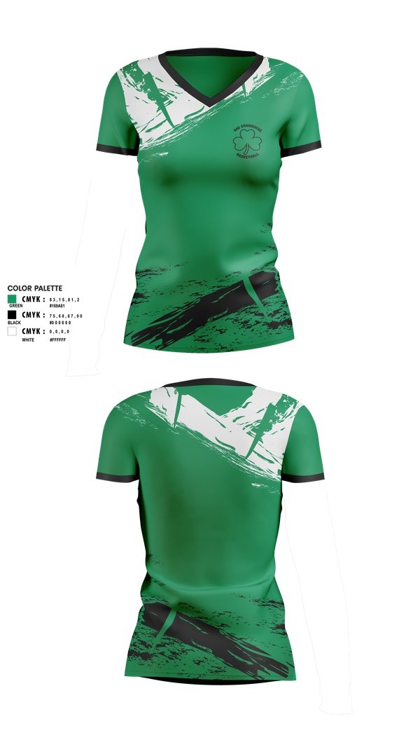 Womens Short Sleeve Vneck Shirt, Shamrocks, Women's Basketball, Teamtime, Team time, sublimation, custom sports apparel, team uniforms, spirit wear, spiritwear, sports uniforms, custom shirts, team store, custom team store, fundraiser sports, apparel fundraiser