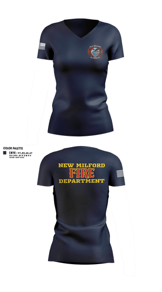 Womens Short Sleeve Vneck Shirt, New Milford Fire department, Fire Department, Teamtime, Team time, sublimation, custom sports apparel, team uniforms, spirit wear, spiritwear, sports uniforms, custom shirts, team store, custom team store, fundraiser sports, apparel fundraiser