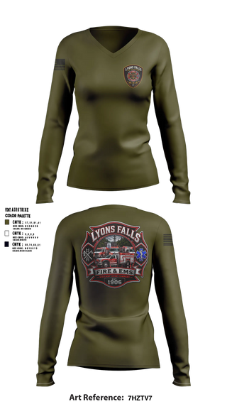 Womens Long Sleeve Vneck Shirt, Lyons falls fire, Fire Department, Teamtime, Team time, sublimation, custom sports apparel, team uniforms, spirit wear, spiritwear, sports uniforms, custom shirts, team store, custom team store, fundraiser sports, apparel fundraiser