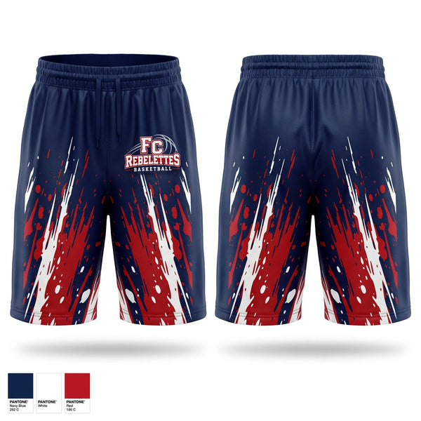 Mens Basketball Shorts, Franklin County Rebelettes, Women's Basketball, Teamtime, Team time, sublimation, custom sports apparel, team uniforms, spirit wear, spiritwear, sports uniforms, custom shirts, team store, custom team store, fundraiser sports, apparel fundraiser