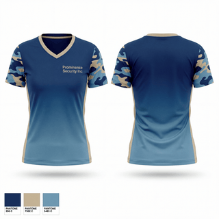 Womens Short Sleeve Vneck Shirt, Prominence Security Inc, , Teamtime, Team time, sublimation, custom sports apparel, team uniforms, spirit wear, spiritwear, sports uniforms, custom shirts, team store, custom team store, fundraiser sports, apparel fundraiser