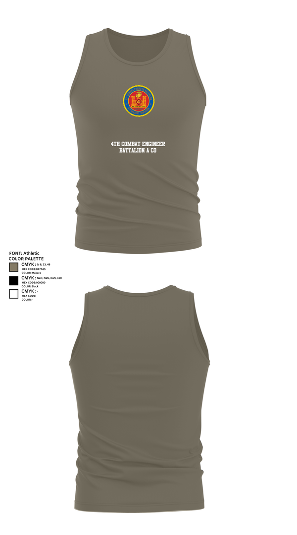 Tank Top, 4th Combat Engineer Battalion A Co, Marines, Teamtime, Team time, sublimation, custom sports apparel, team uniforms, spirit wear, spiritwear, sports uniforms, custom shirts, team store, custom team store, fundraiser sports, apparel fundraiser